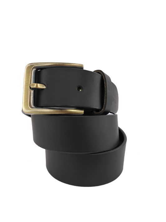 Bhokals Men Solid Black Matt Leather Belt