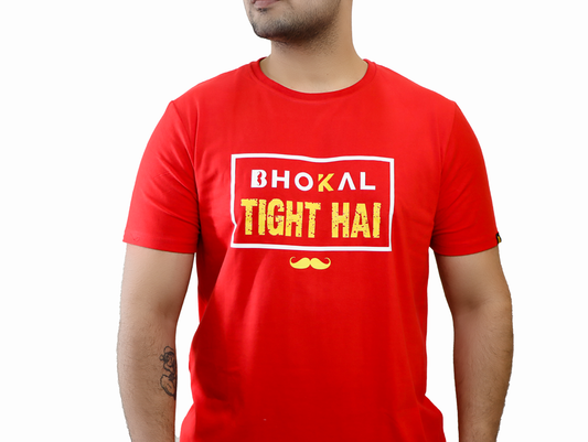 Bhokal Tight Hai Printed Round Neck Cotton Men T-Shirt