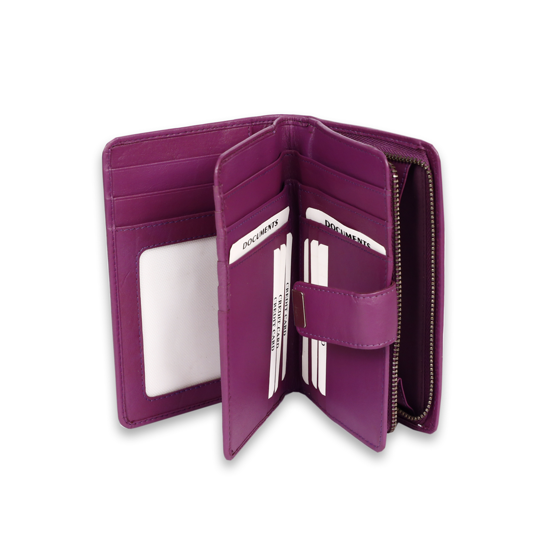 Leather Solid Purple Clip Women Wallet