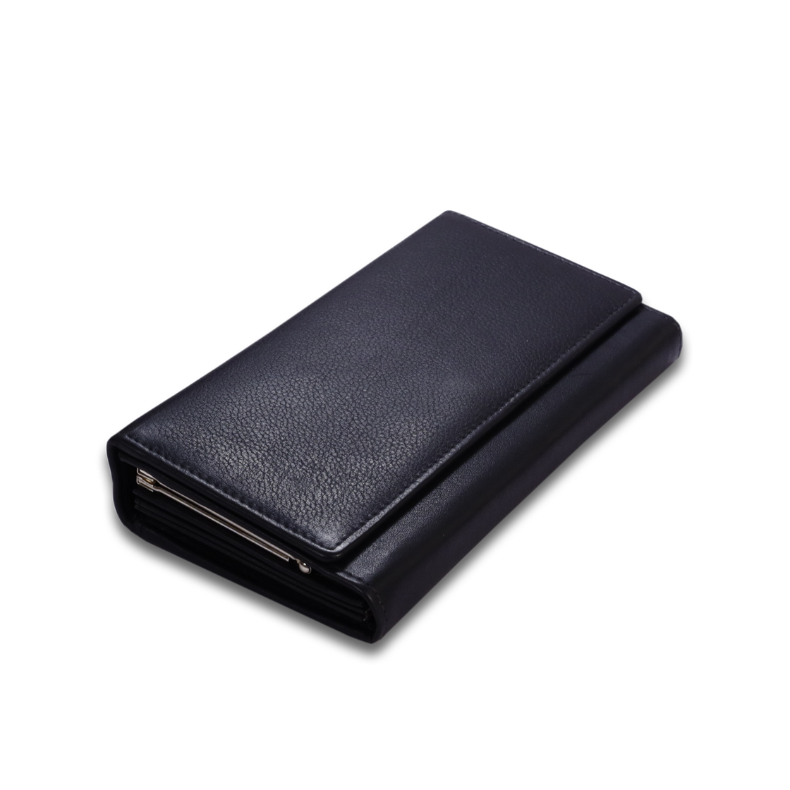Leather Solid Black Zip Women Wallet