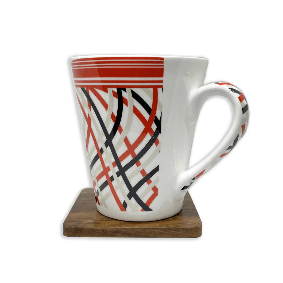 Bhokals Red Black Printed  Designer  White Coffee Mug