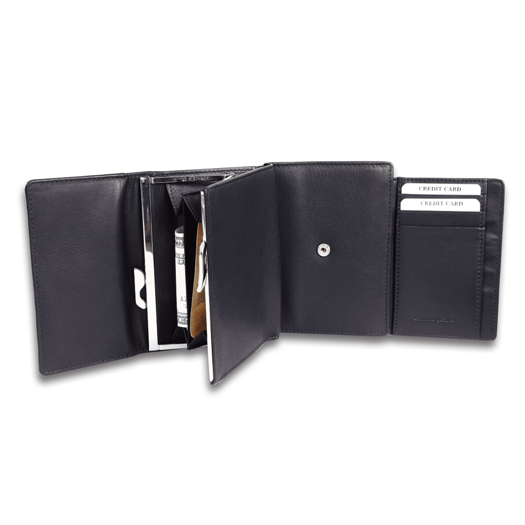 Leather Solid Black Clutch Women Wallet