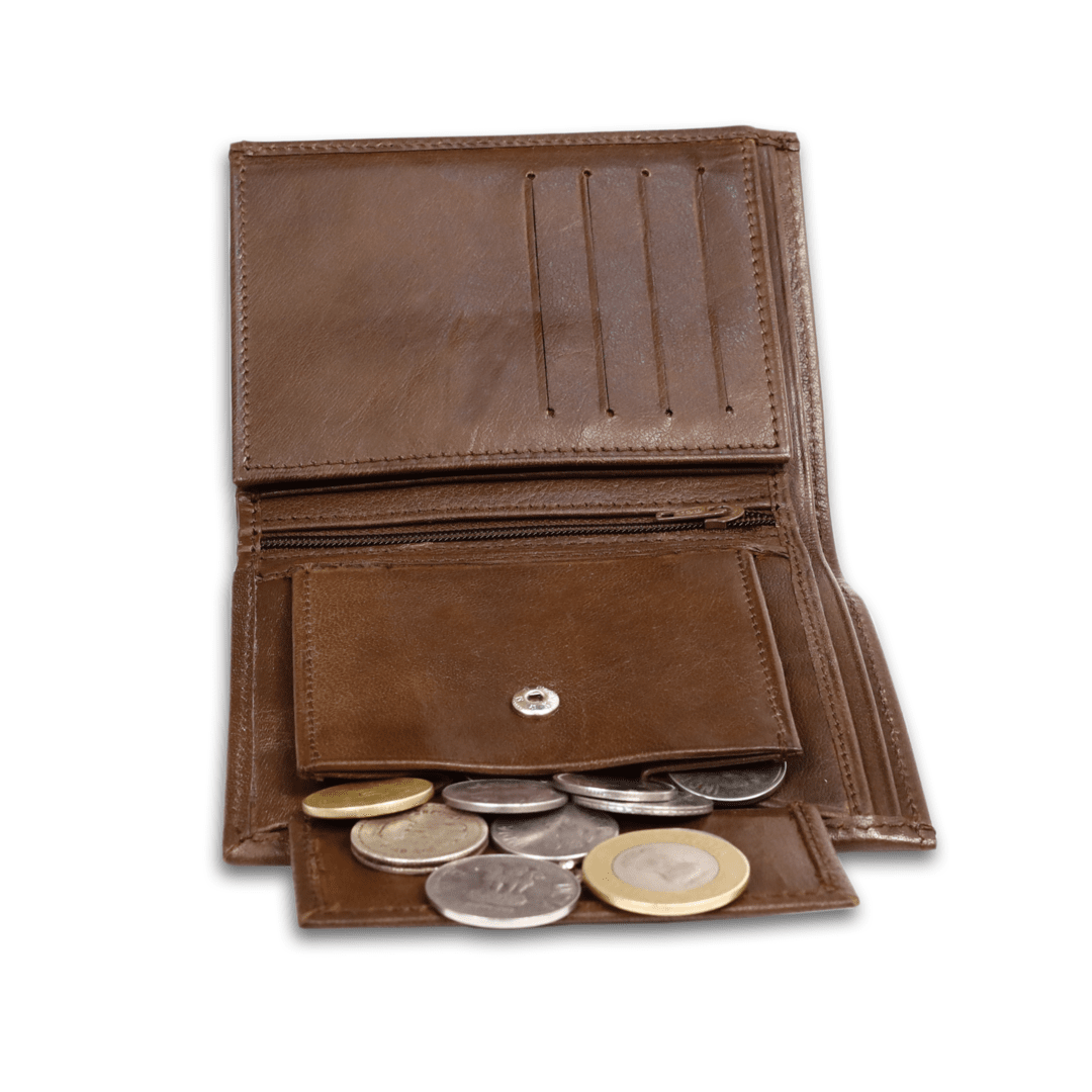 Leather Solid Brown Vertical Men Wallet