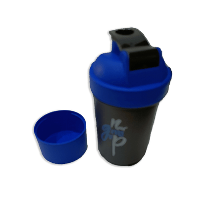 Never Give Up Printed Blue Black Gym Shaker