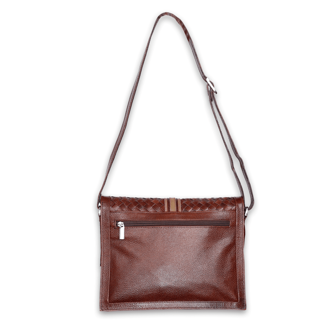 Leather Brown Half Weave Women Bag