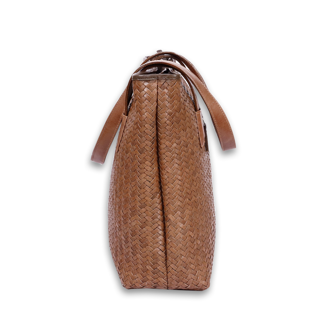 Leather Brown Weave Women Shoulder Bag