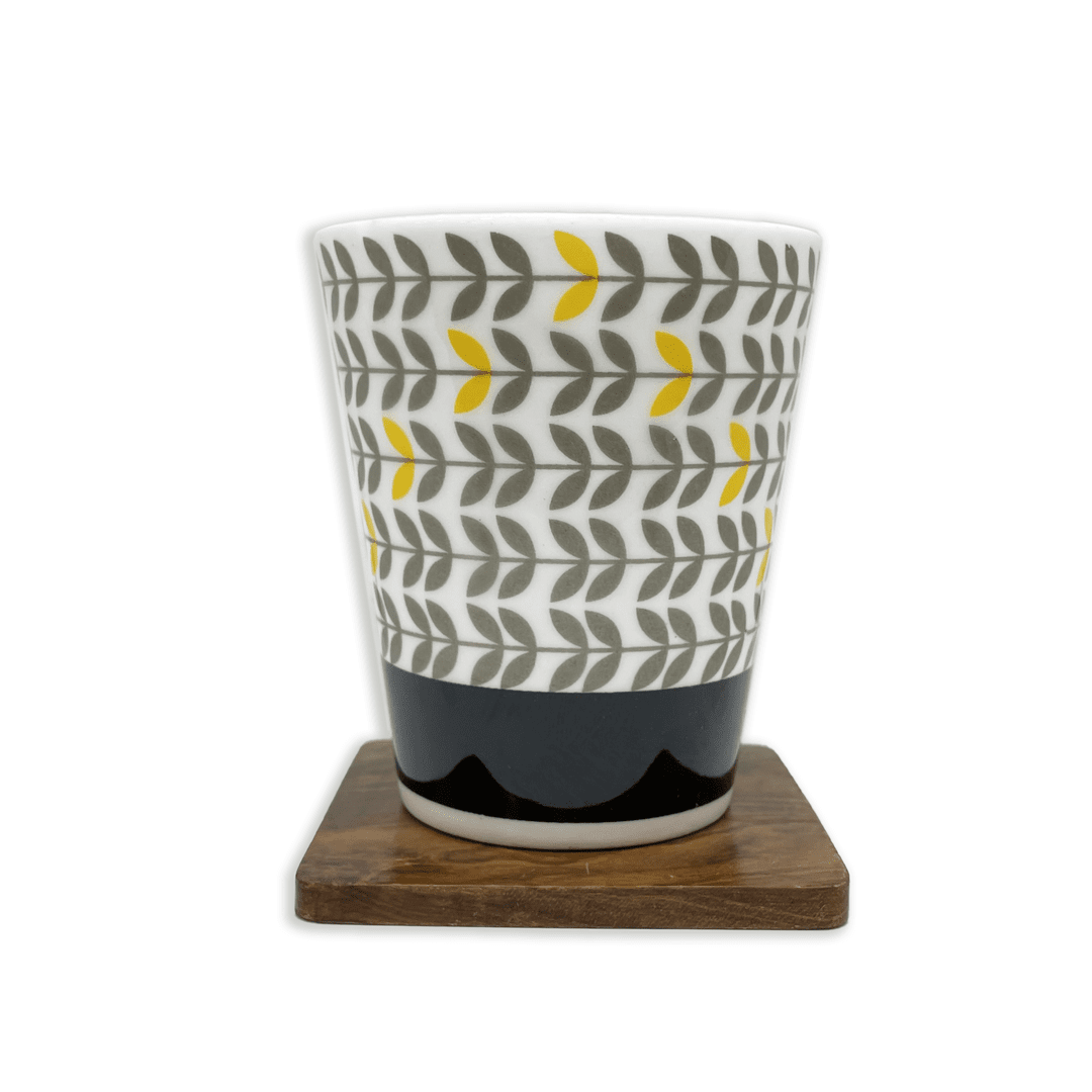 Bhokals Black Strip Texture Printed White Coffee Mug
