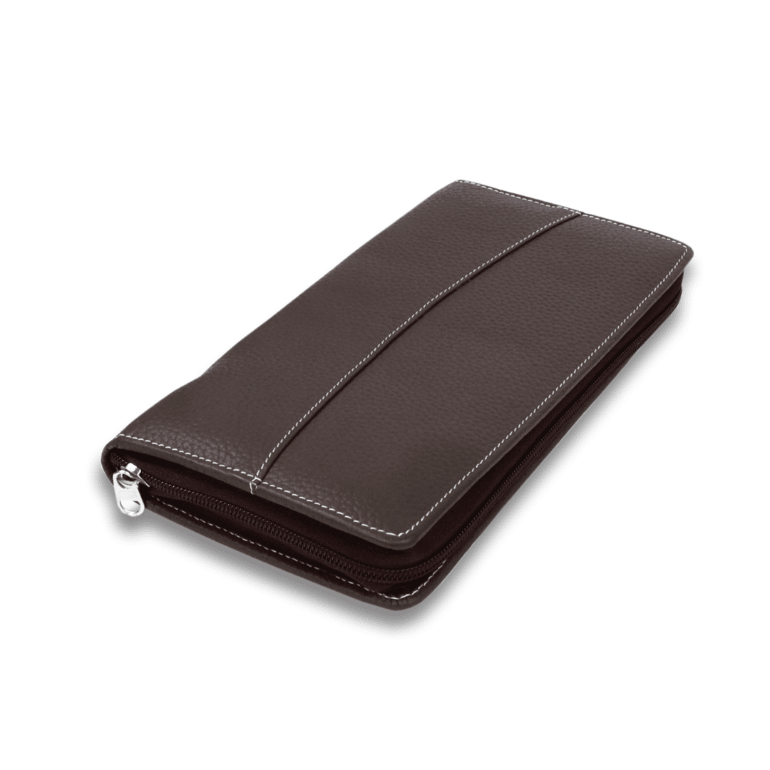 Leather Solid Brown Cheque Book Folder