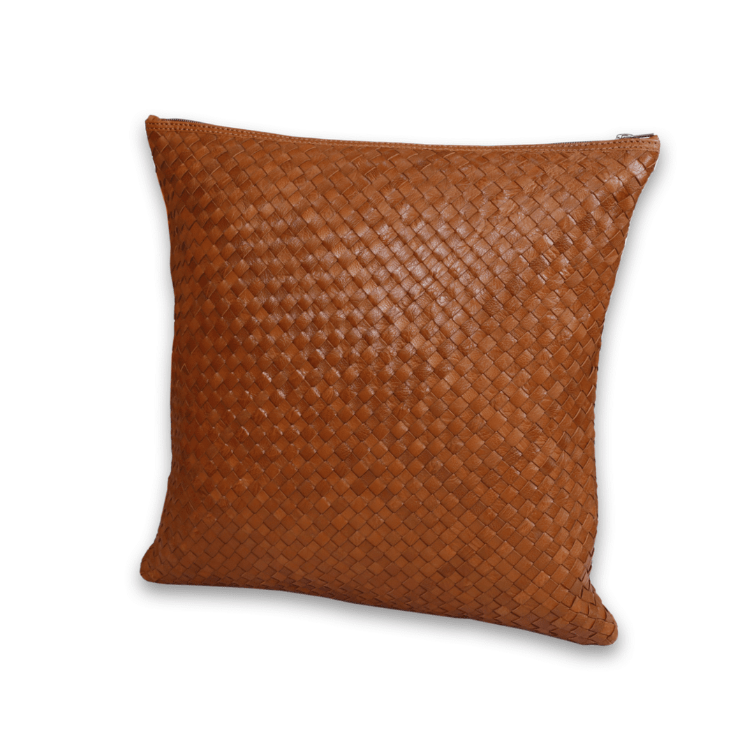 Leather Brown Weave Cushion