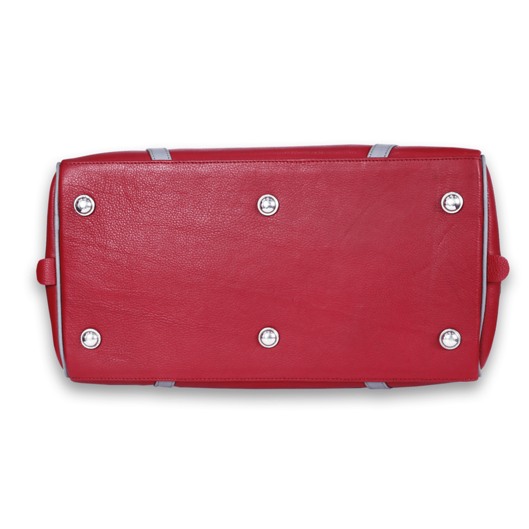 Leather Solid Red Travel Bag