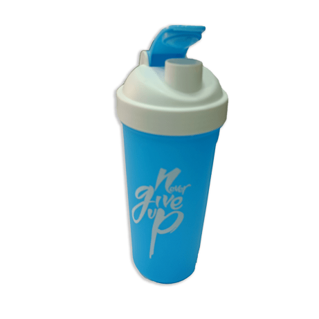 Never Give Up Printed White Blue Gym Shaker