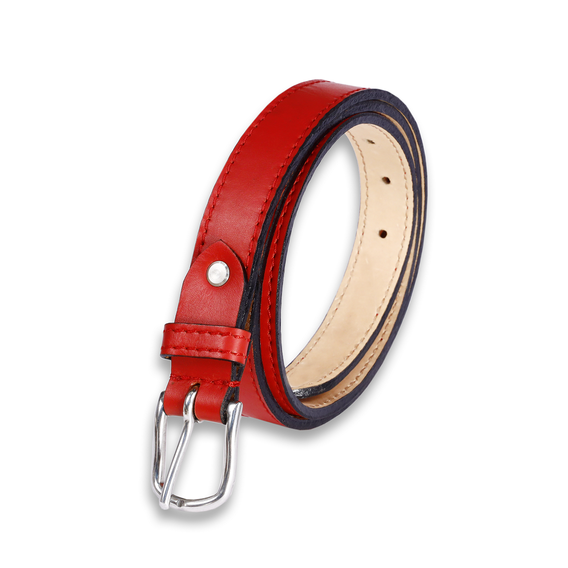Bhokals Women Solid Red Leather Belt