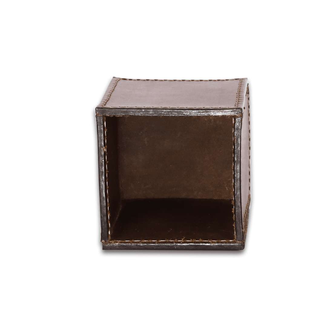 Leather Solid Brown Square Pen Holder
