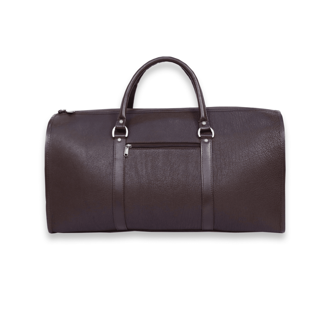 Leather Solid Brown Duffle Bag