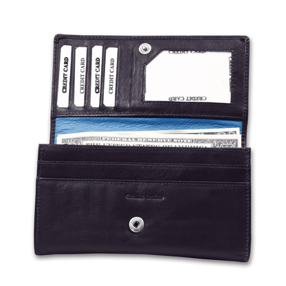 Leather Solid Black Butterfly Women Wallet