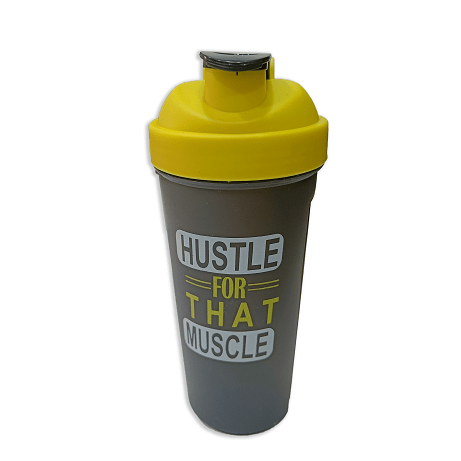 Hustle Printed Yellow Black Gym Shaker