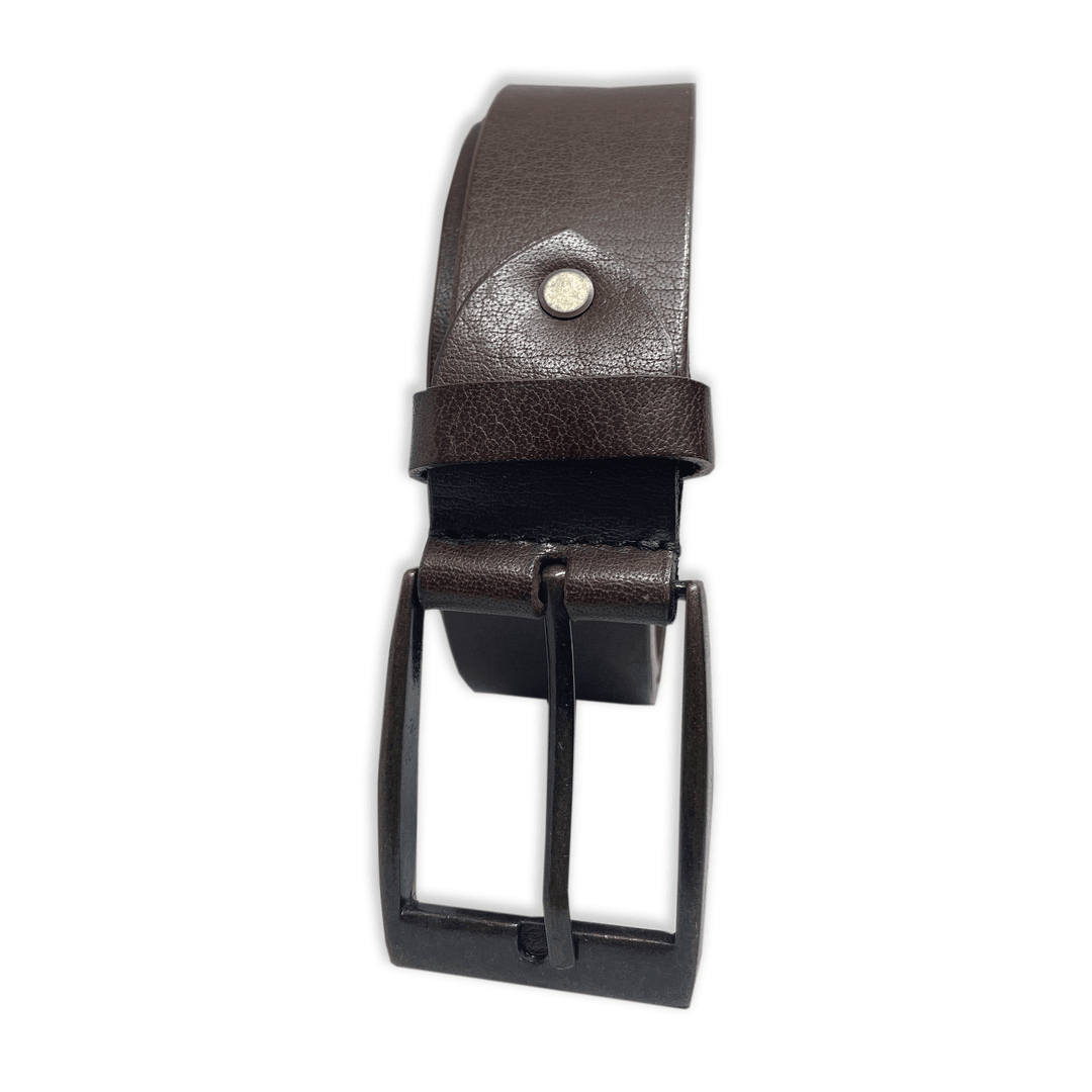 Bhokals Men Chocolate Brown Leather Belt