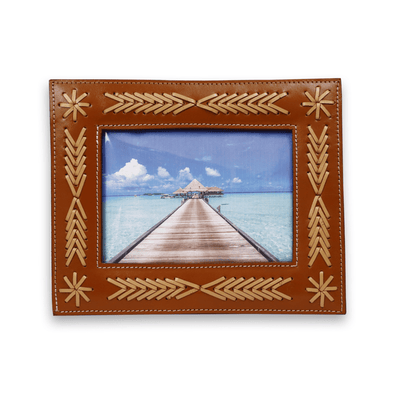 Leather Tan Hand Crafted Photo Frame