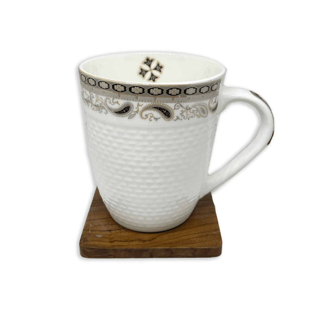 Bhokals Border Texture Dotted White Coffee Mug