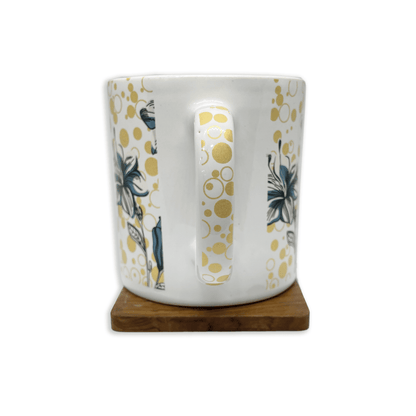 Bhokals  Black Flower printed  White Coffee Mug