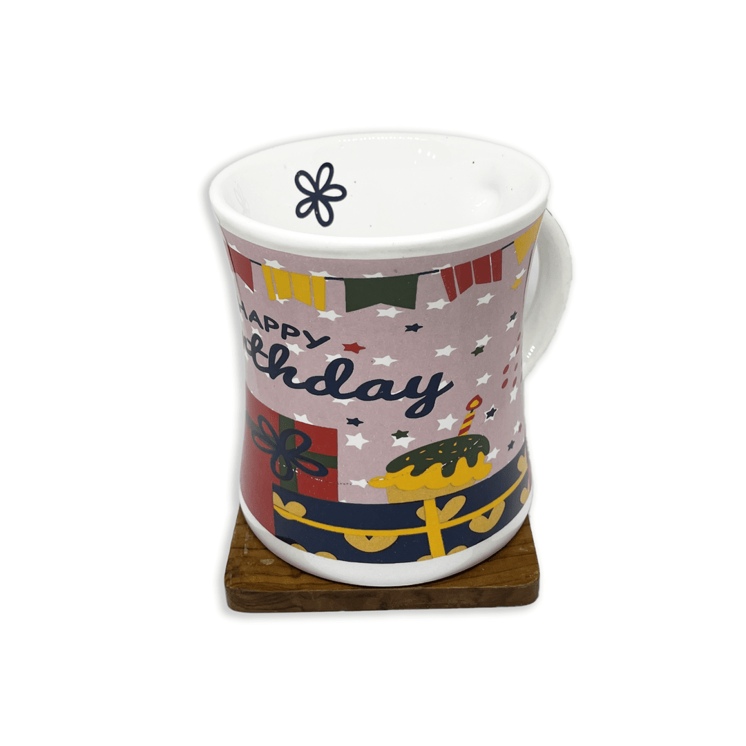 Bhokals Happy Birthday Pink Printed White Round  Coffee Mug