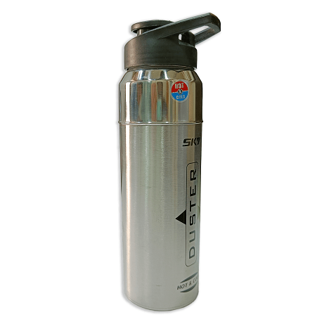 Sky Duster Printed 1000ml Silver Pu Layer Steel Water Bottle
