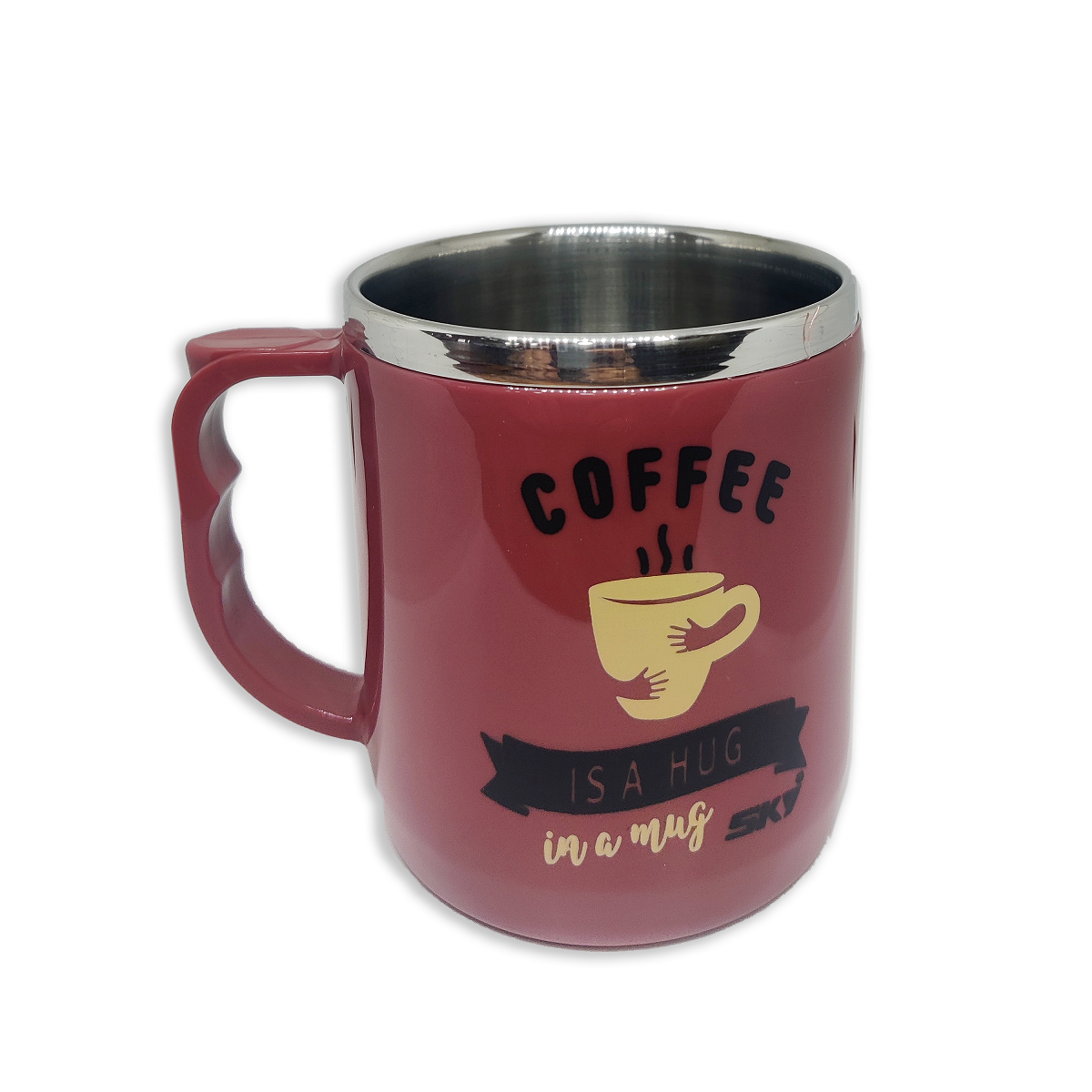 Jolly Steel Big Maroon Coffee Mug