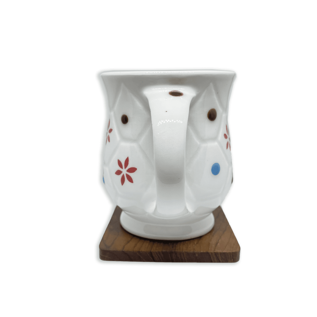 Bhokals Flower Printed Oval White Coffee Mug