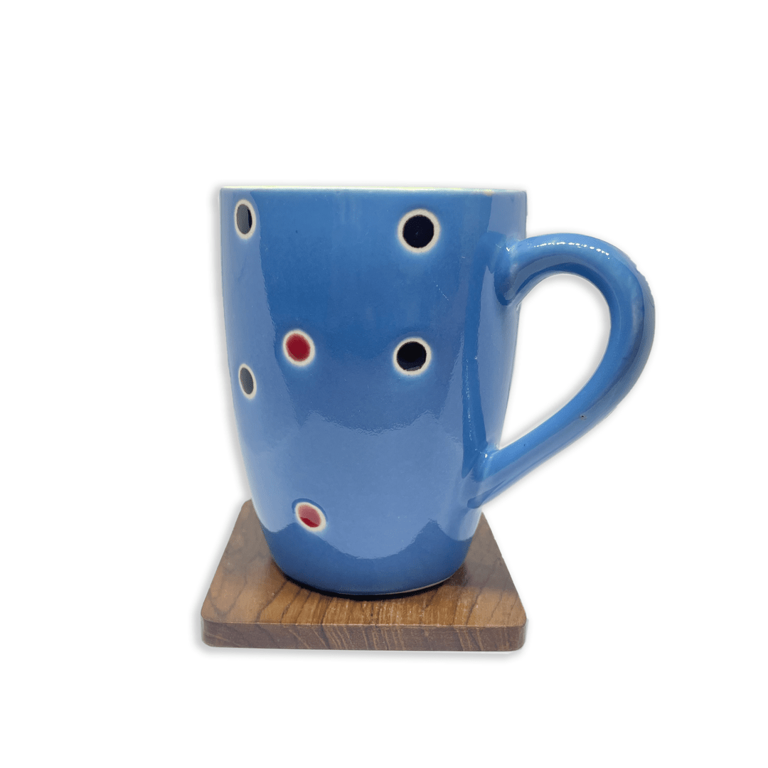 Bhokals Dots Printed Blue Yellow Coffee Mug