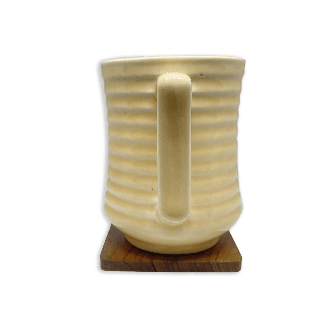 Bhokals Line Texture Pattern Cream Coffee Mug