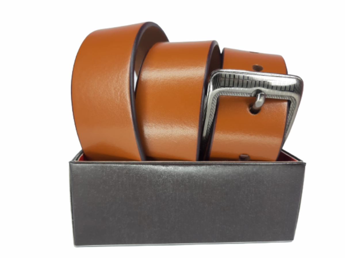 Bhokals Men Solid Tan Formal Leather Belt