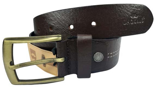 Men Brown Middle Thread Leather  Belt