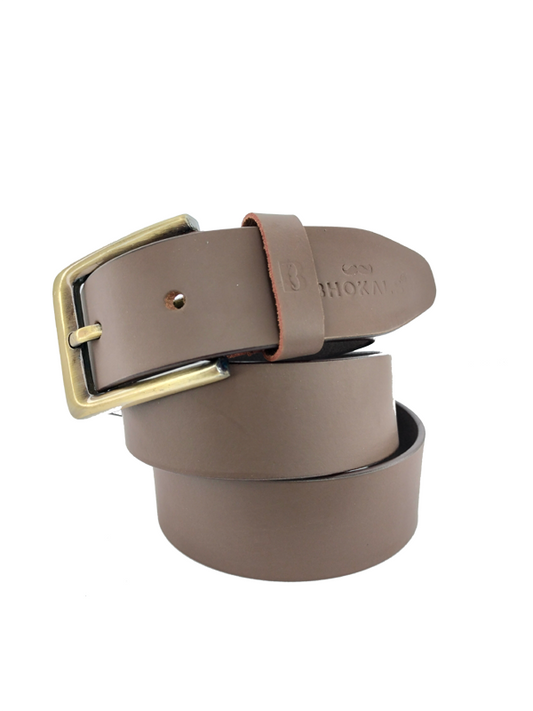 Bhokals Men Solid Brown Matt Leather Belt