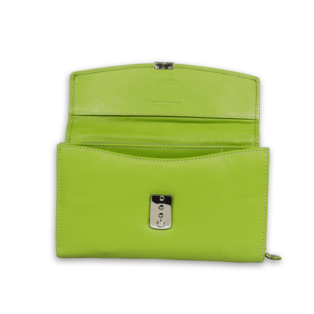 Leather Solid Green Women Wallet