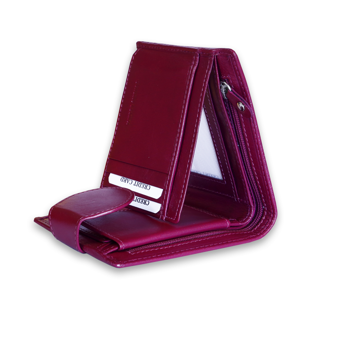 Leather Solid Purple Women Pocket Wallet