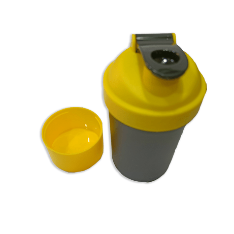 Never Give Up Printed Yellow Black Gym Shaker