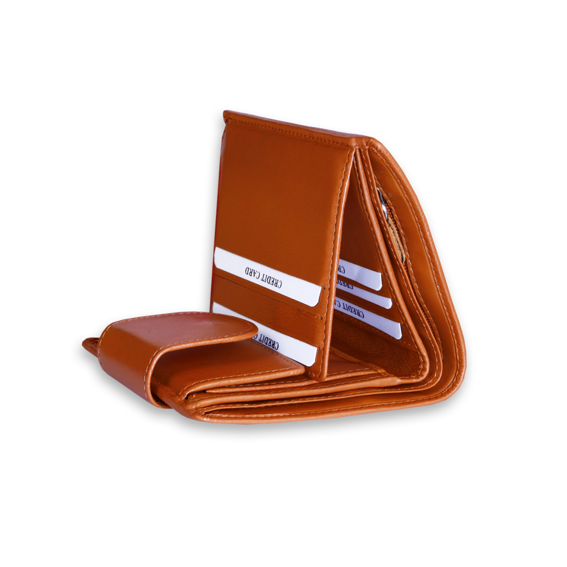 Leather Solid Orange Women Pocket Wallet