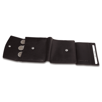Leather Solid Black Multi Fold Women Wallet