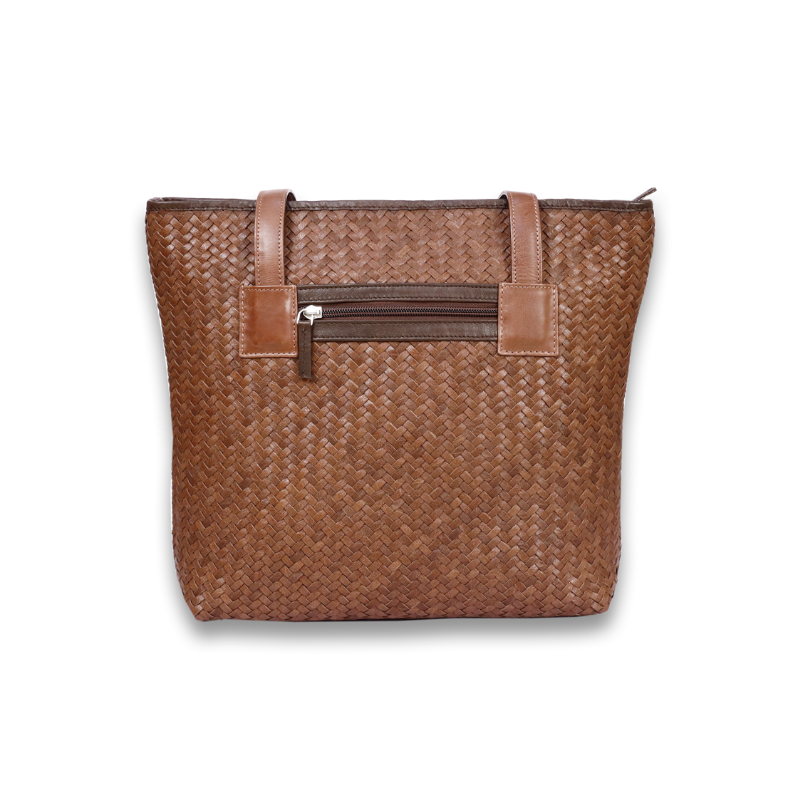 Leather Brown Weave Women Shoulder Bag