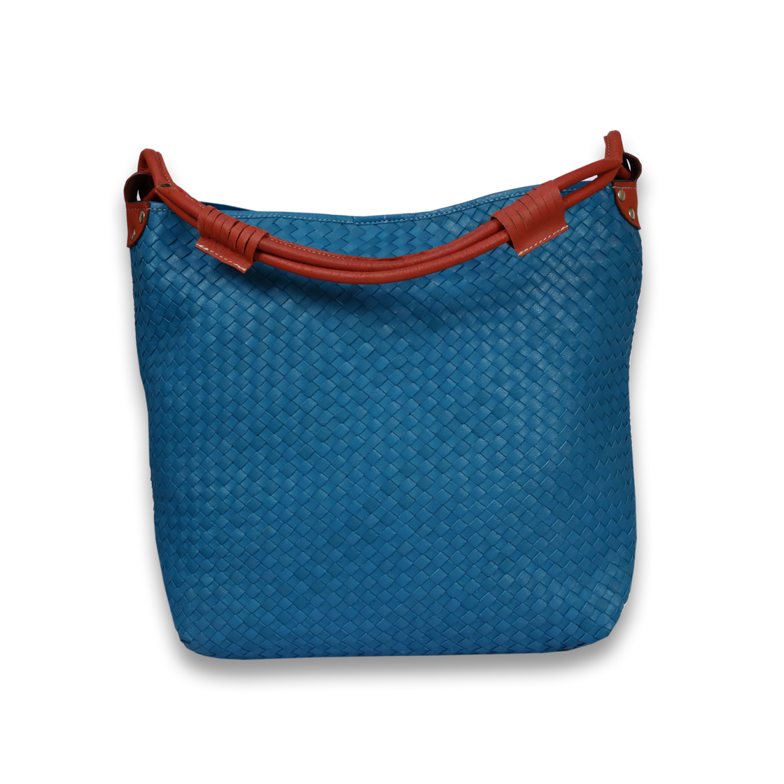 Leather Blue Weave Women Shoulder Bag
