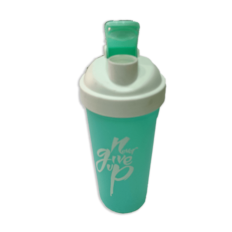 Never Give Up Printed Green White Gym Shaker