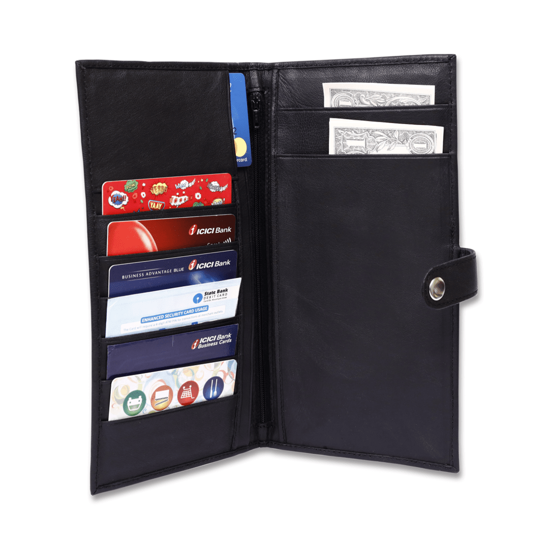 Leather Black Weave Ticket Card Holder