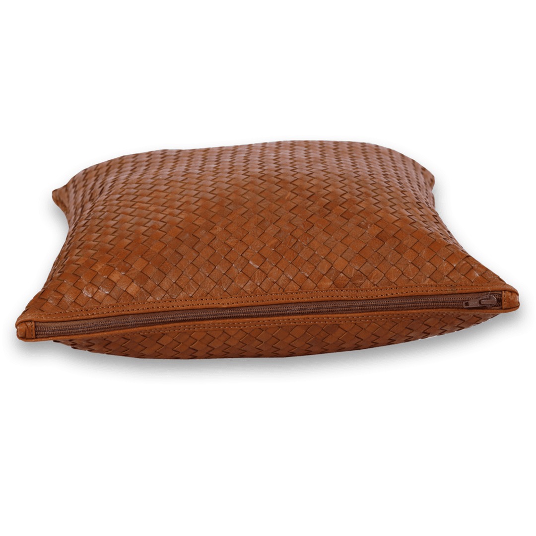 Leather Brown Weave Cushion
