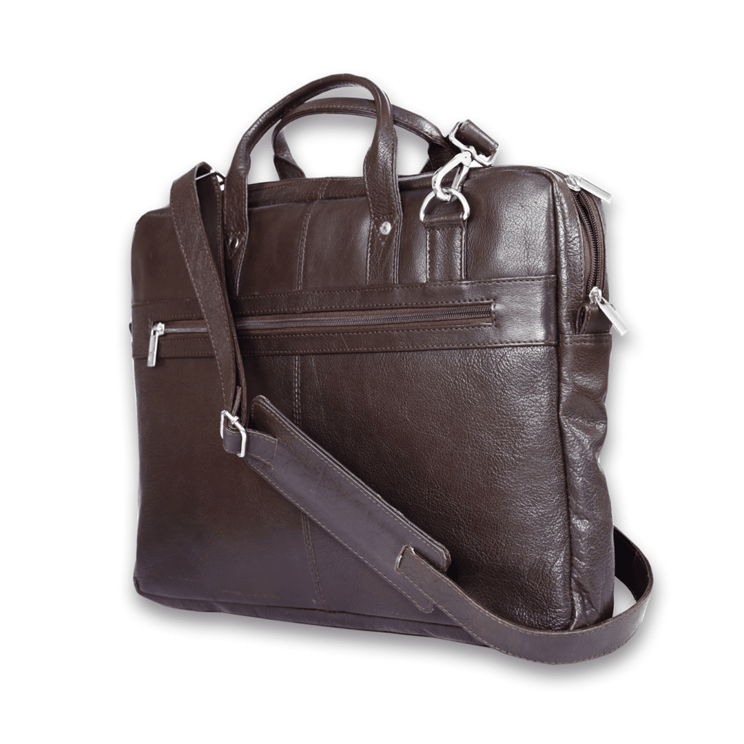 Bhokals Leather Solid  Brown Laptop Bag