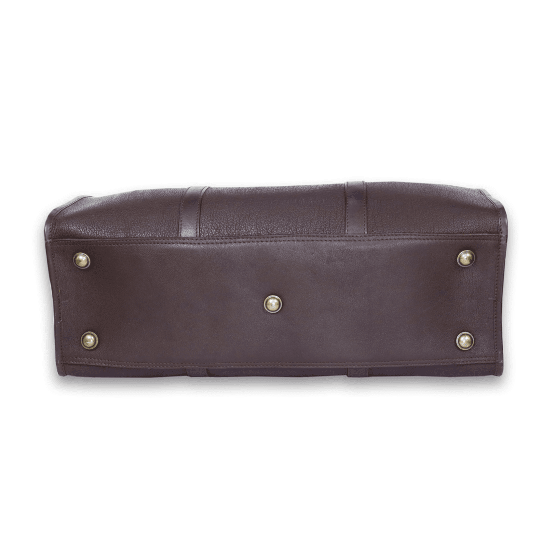 Leather Solid Brown Duffle Bag