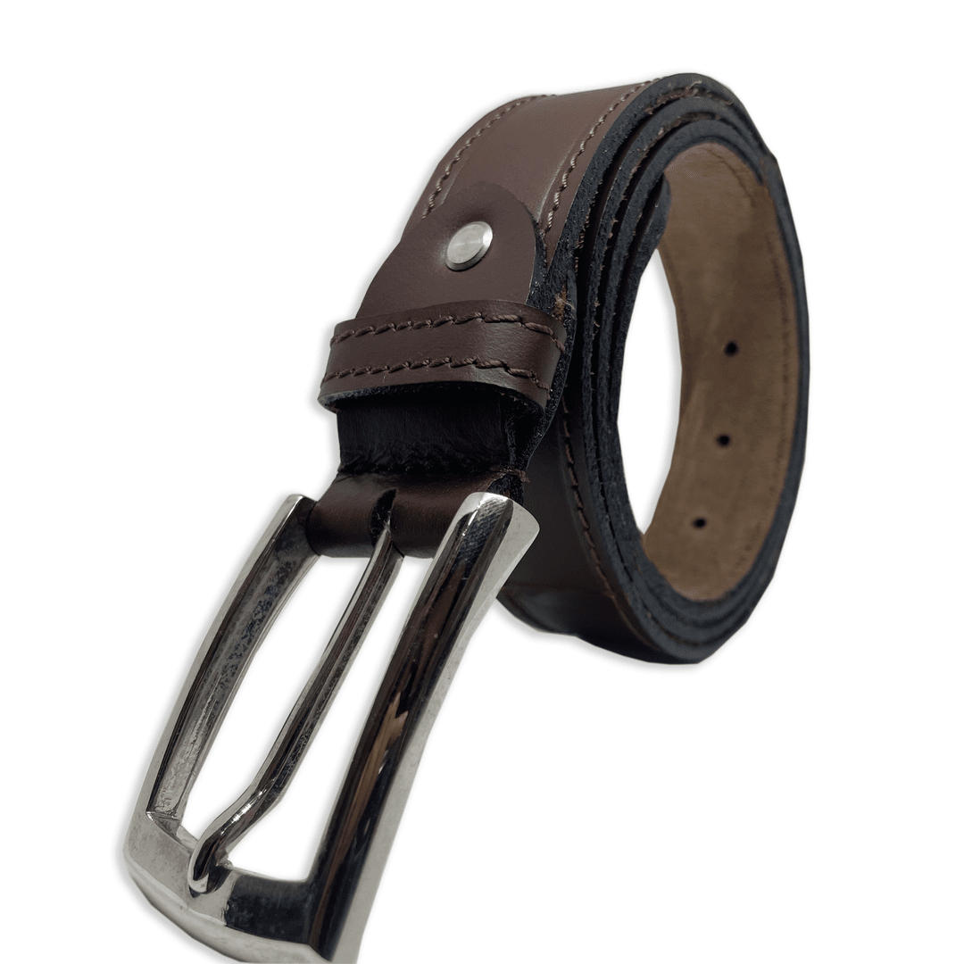 Bhokals Men Chocolate Brown Formal Leather Belt