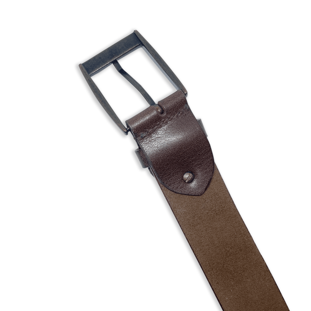 Bhokals Men Chocolate Brown Leather Belt