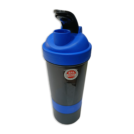 Never Give Up Printed Blue Black 3 in 1 Gym Shaker