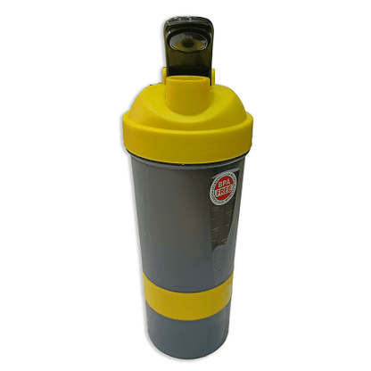 Never Give Up Printed Yellow Black 3 in 1 Gym Shaker