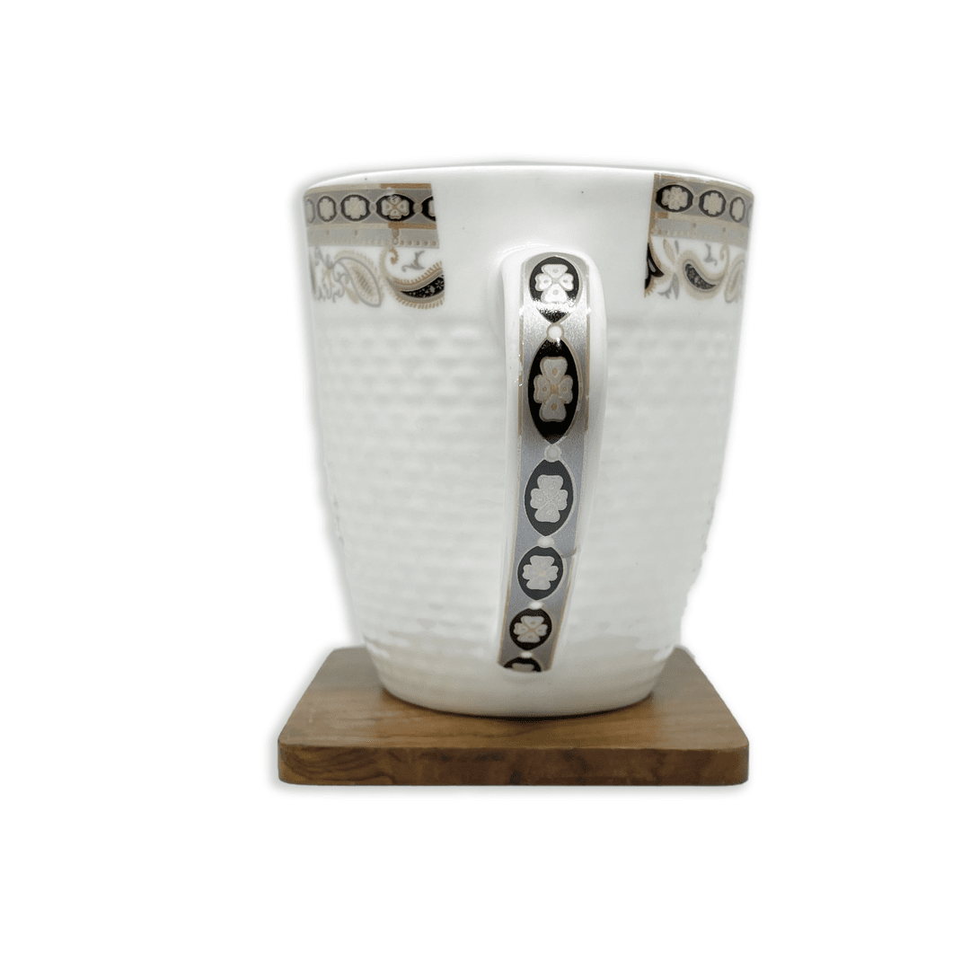 Bhokals Border Texture Dotted White Coffee Mug